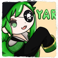Untitled A static emote of Emmikthe3rd Yarring like a pirate derp, it's very cute.