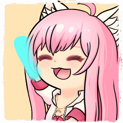 A static emote of Mysteli waving glowsticks