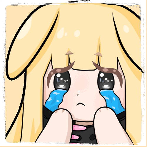 An animated emote of ManukaB crying, it's very cute.