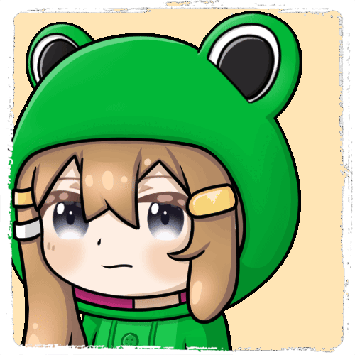 A animated emote of Frogmanxyz exiting, it's very cute.