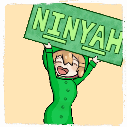 an animated emote of frogmanxyz holding a sign