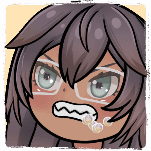 A static emote of Mysteli getting bonked