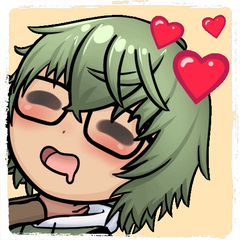 A static emote of arealboiii raving, it's very cute.