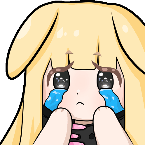 An animated emote of ManukaB crying, it's very cute.